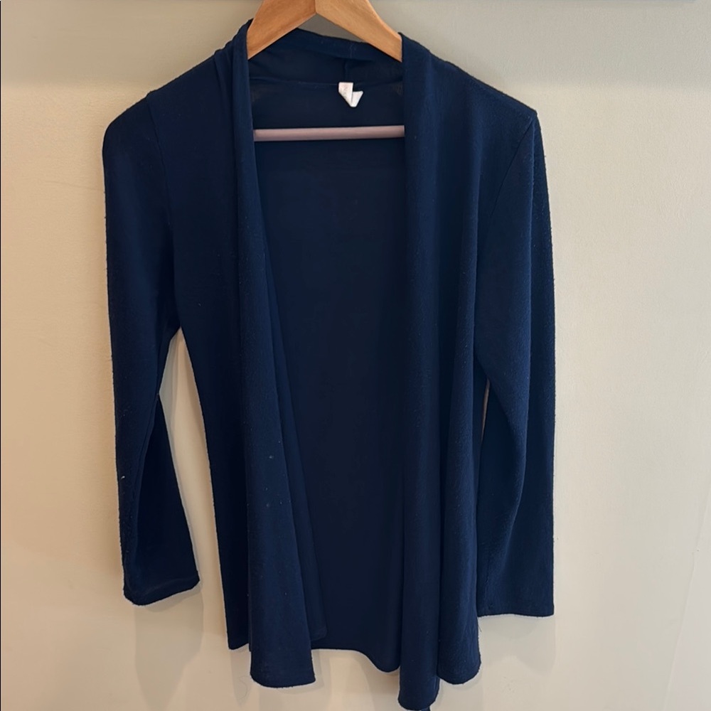 Blue Open Front Cardigan Sweater